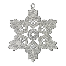 Load image into Gallery viewer, Free Standing Lace White Snowflake Ornament - Heart on Fire